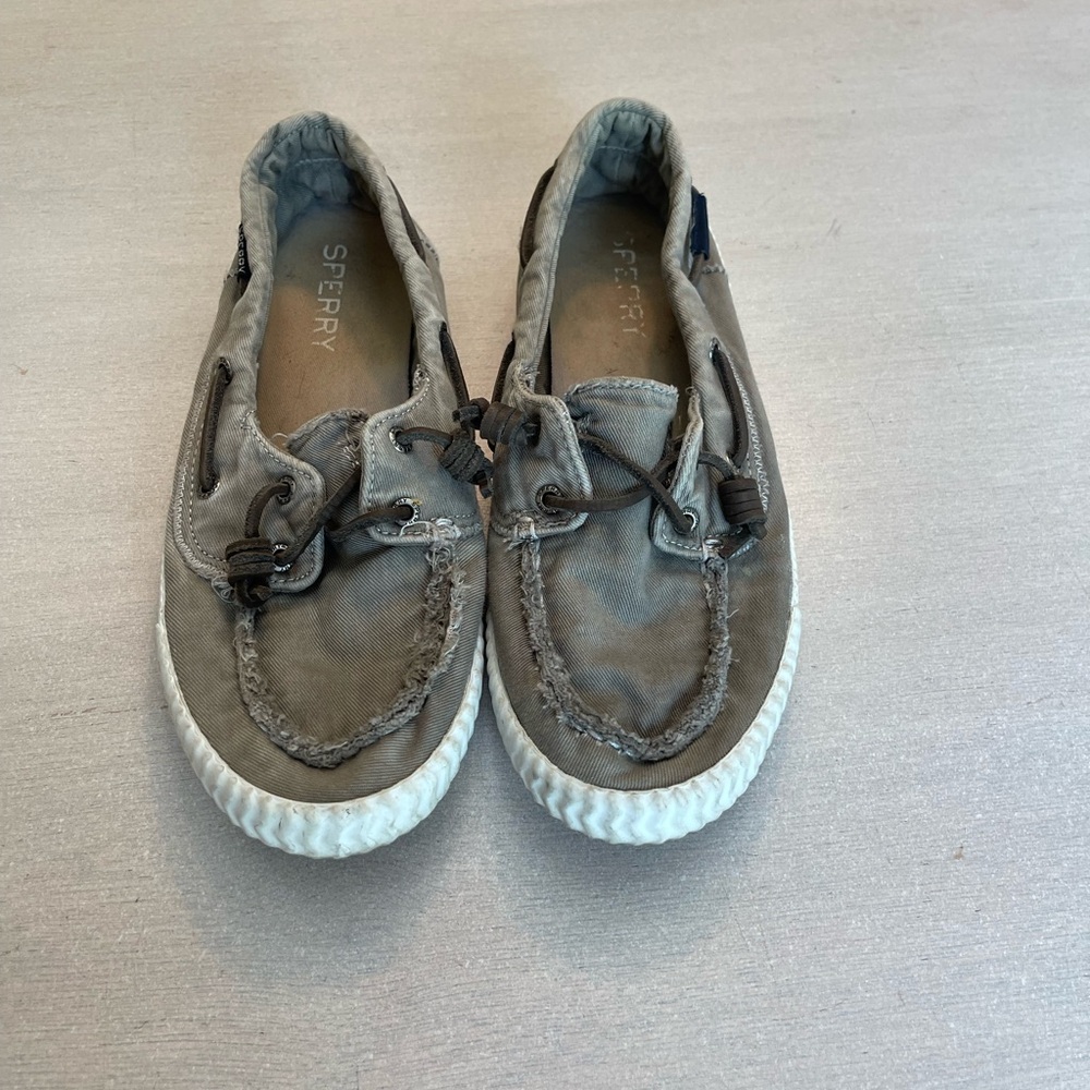 Sperry Gray Distressed Boat Shoes